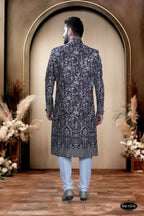 Joban Fashion Men's Wine Base ( Pink & Blue ) TR Kurta with Pyjama | Grocsy
