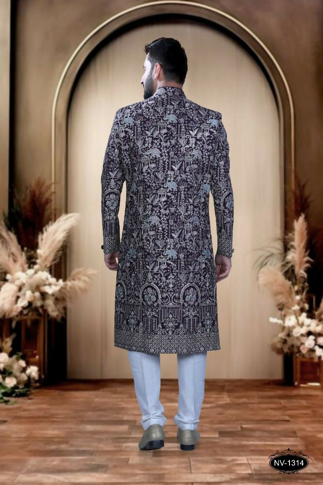 Joban Fashion Men's Wine Base ( Pink & Blue ) TR Kurta with Pyjama | Grocsy