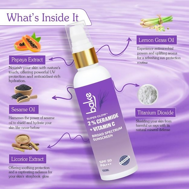 Bake 2% Ceramide + Vitamin C Sunscreen Spf 50 Pa+++ | Grocsy