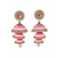 Baby Pink Color - 3 Step Jhumki Earrings