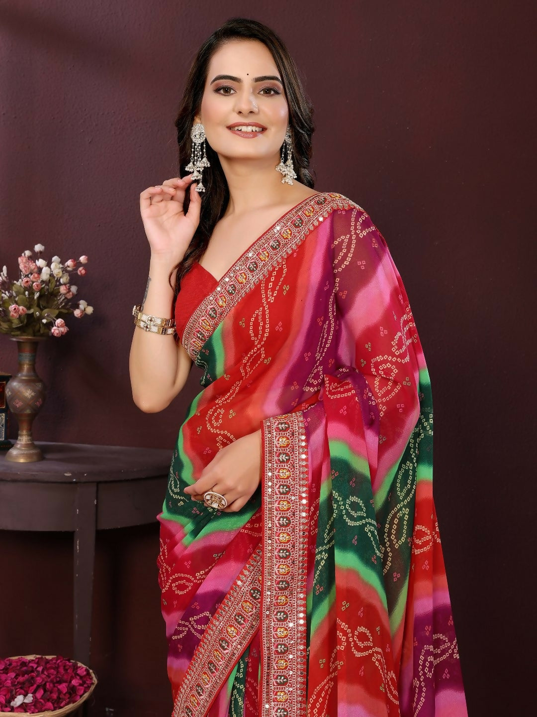 Ai Fashion Multi Georgette Digital Print Party Wear Saree | Grocsy