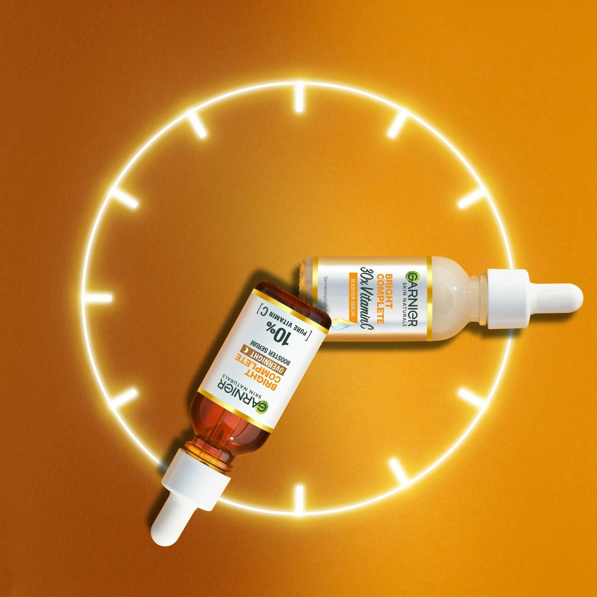 Garnier 30X Vitamin C Day + 10% Vitamin C Night Serum Mini Combo - Wake Up to 73% Brighter Skin | Grocsy