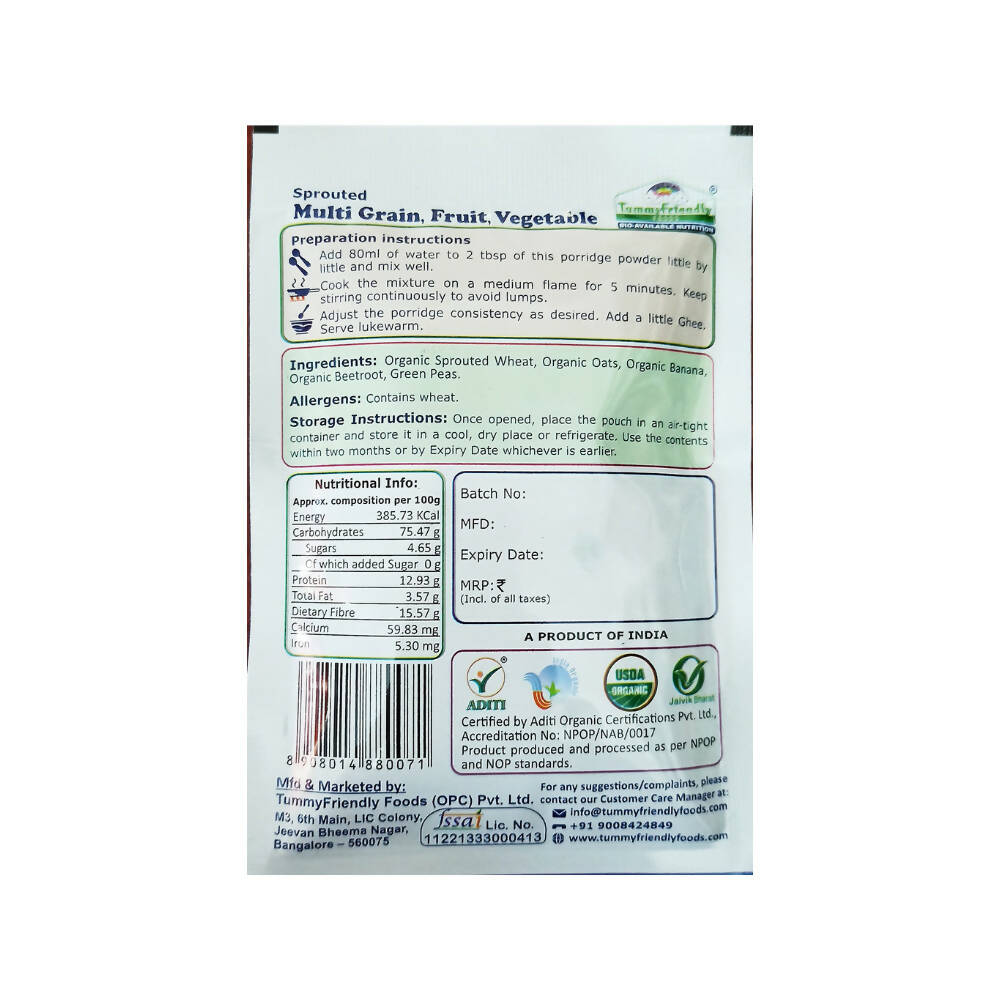 TummyFriendly Foods Stage3 Porridge Mixes Trial Packs - Ragi, Oats, MultiGrain Organic Baby Food for 8 Months Old Baby | Grocsy