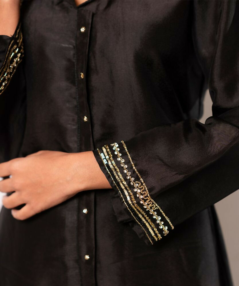 Timaraa Midnight Black Hand Embellished Co-Ord Set | Grocsy