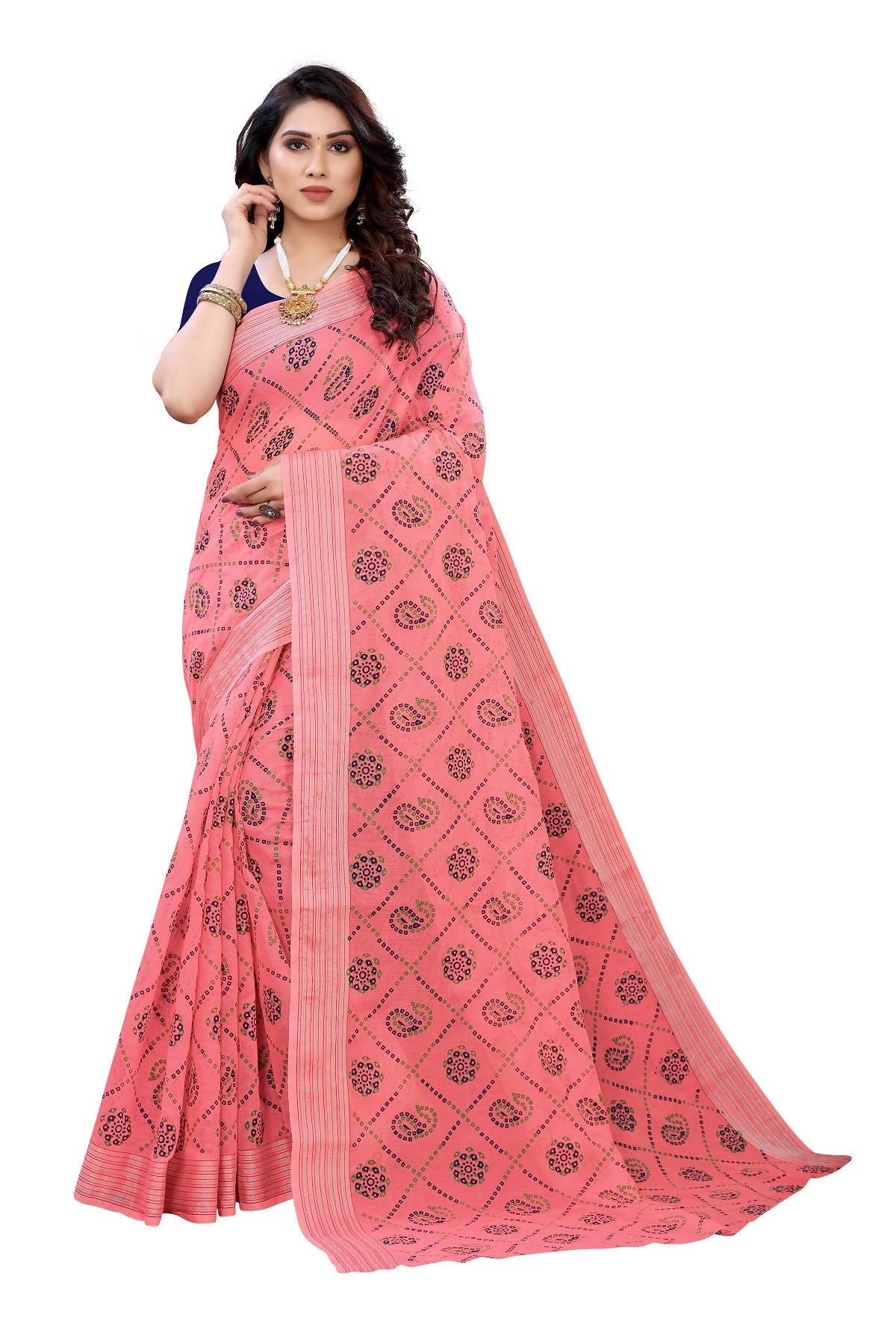 Vamika Peach Linen Jari Border Saree (CHARVI PEACH) | Grocsy