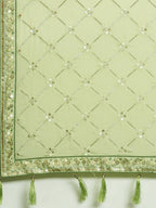 House of Panchhi Pista Green Pure Georgette Embroidered Lehenga & Blouse, Dupatta | Grocsy