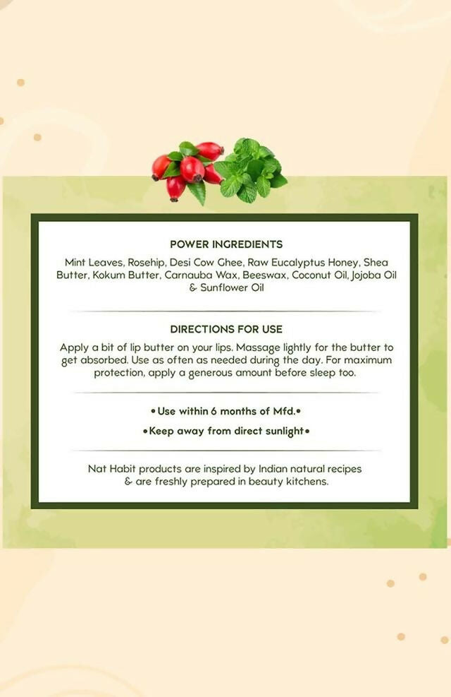 Nat Habit Mint Rosehip Lip Butter | Grocsy