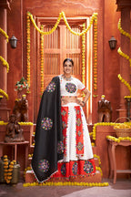 AI Fashion White Art Silk Designer Navratri Lehenga Choli Collection | Grocsy