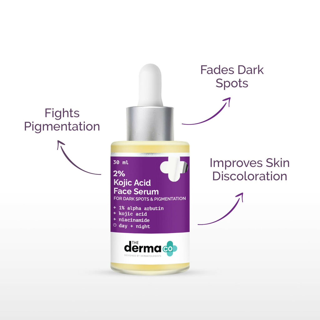 The Derma Co 2% Kojic Acid Face Serum & 1% Hyaluronic Sunscreen Aqua Gel SPF 50 Combo | Grocsy