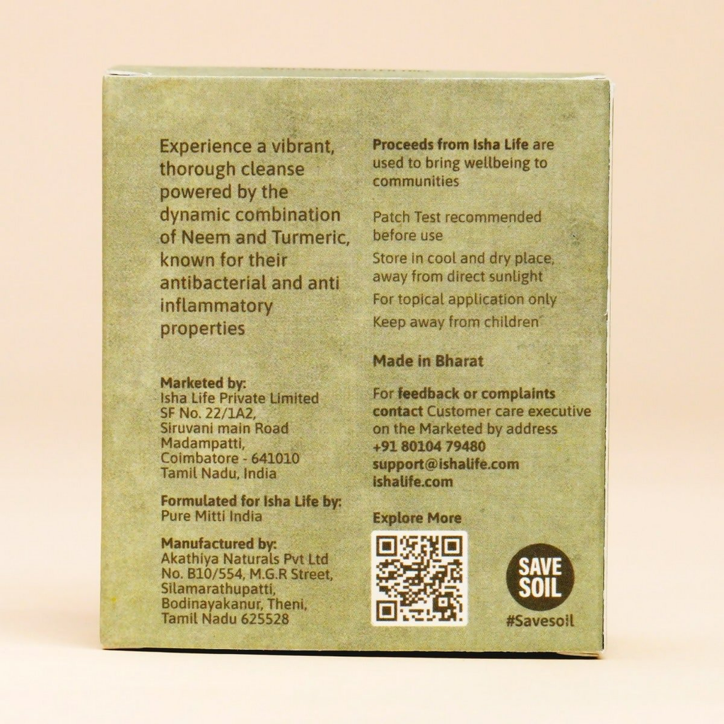 Isha Life Cleanse. Neem And Turmeric With Tulsi And Tea Tree Handcrafted Soap | Grocsy
