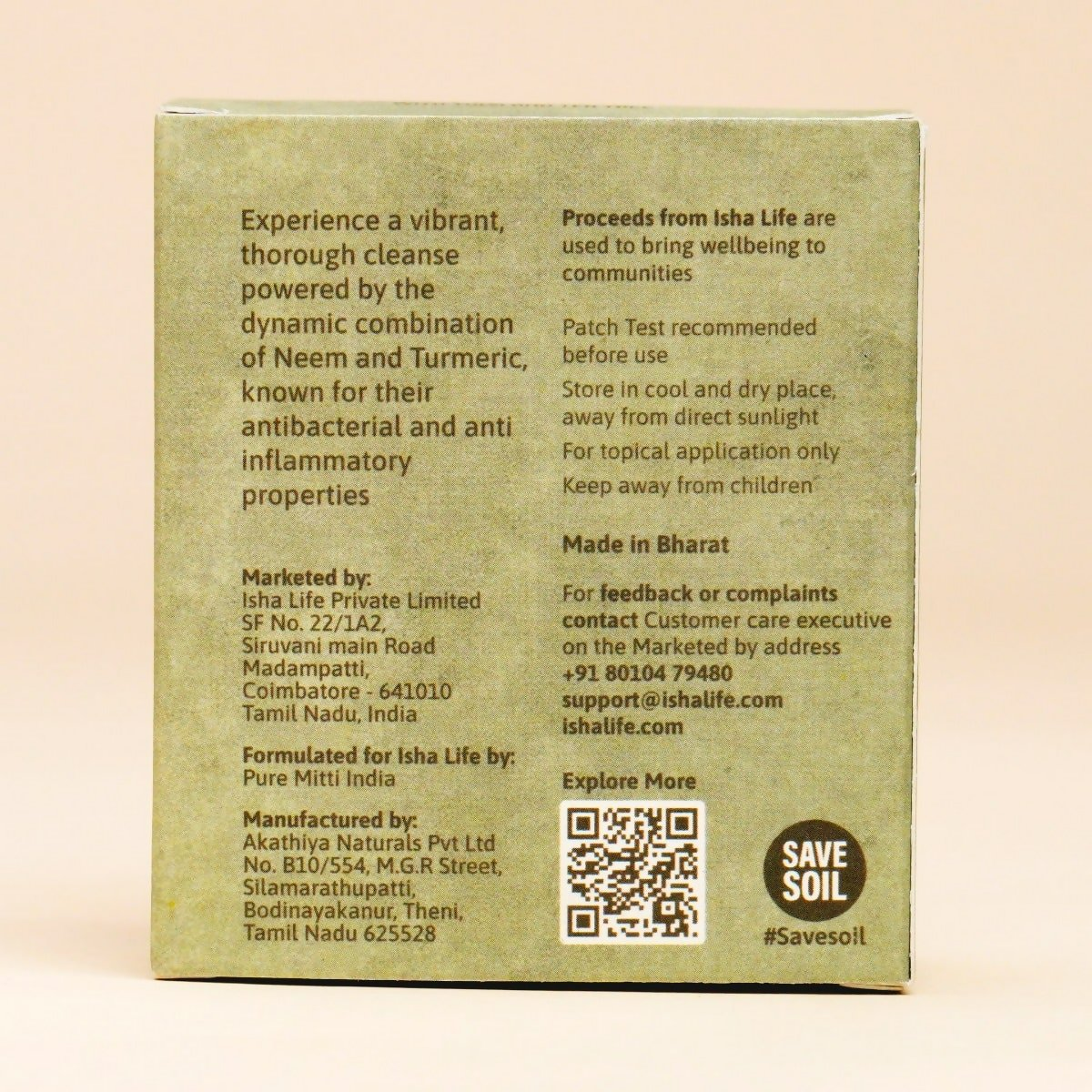 Isha Life Cleanse. Neem And Turmeric With Tulsi And Tea Tree Handcrafted Soap | Grocsy