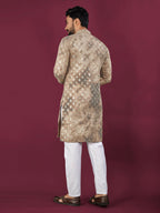 Anaita Cream Chikankari Work Viscose Rayon Straight Kurta | Grocsy