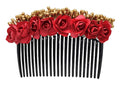 Red & Gold Flower Hair Comb | Grocsy