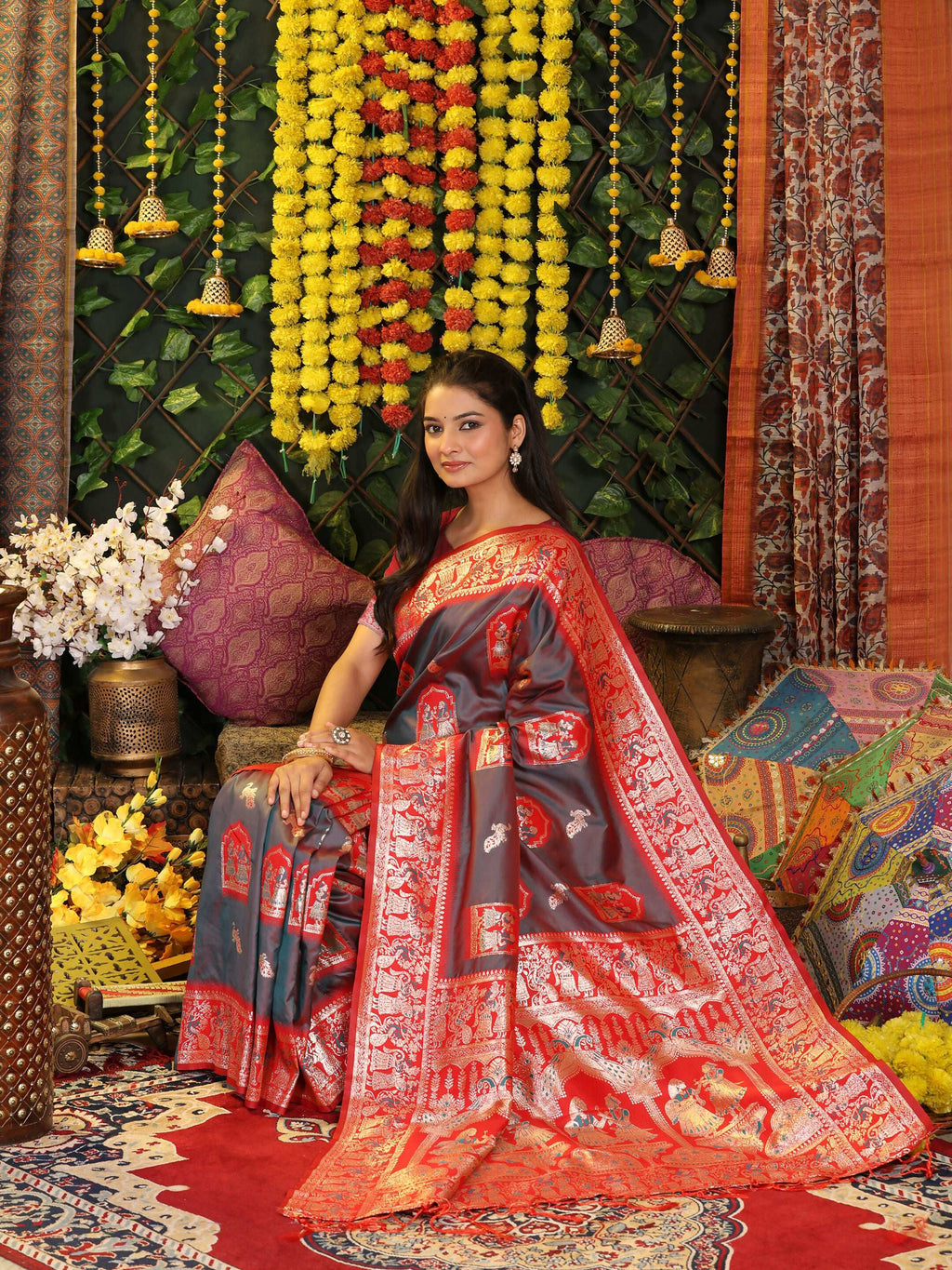 Shree Shyam Fashion Silk Grey Saree | Grocsy