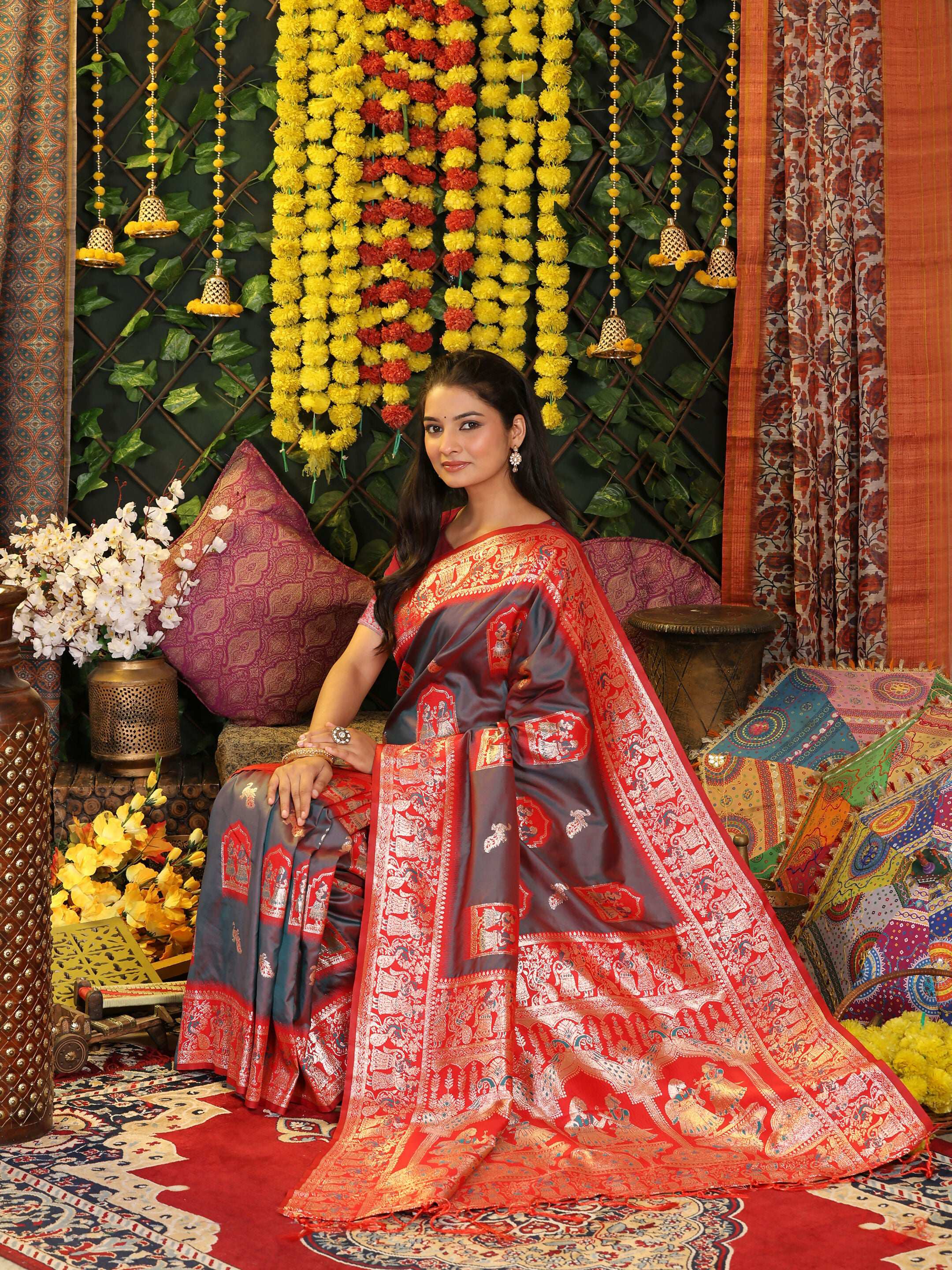 Shree Shyam Fashion Silk Grey Saree | Grocsy