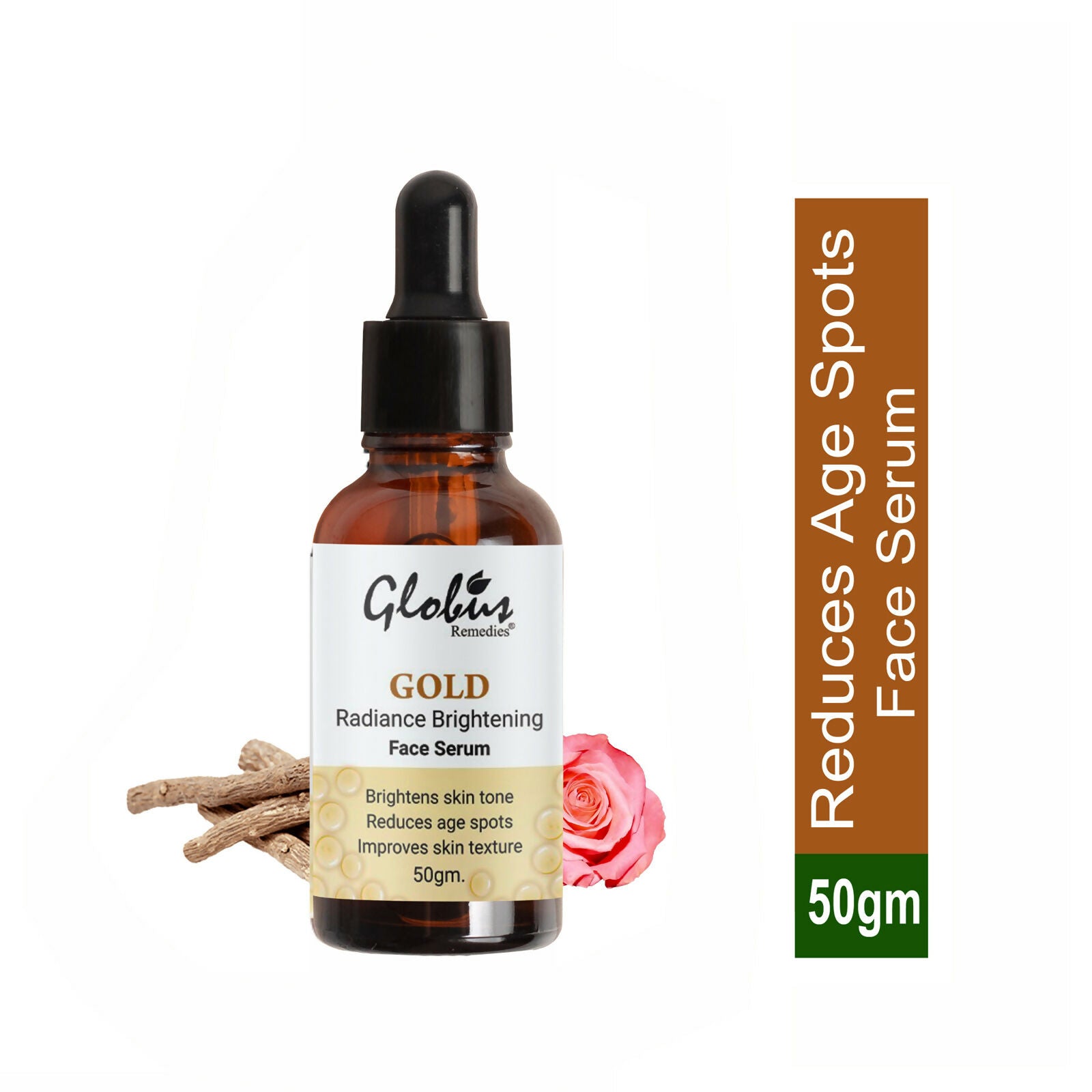 Globus Remedies Gold Radiance Anti Aging Face Serum, For Skin Lightening & Dark Spots Removal | Grocsy