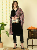 Myshka Women's Black Velvet Kurta & Trousers With Dupatta Party Sets | Grocsy