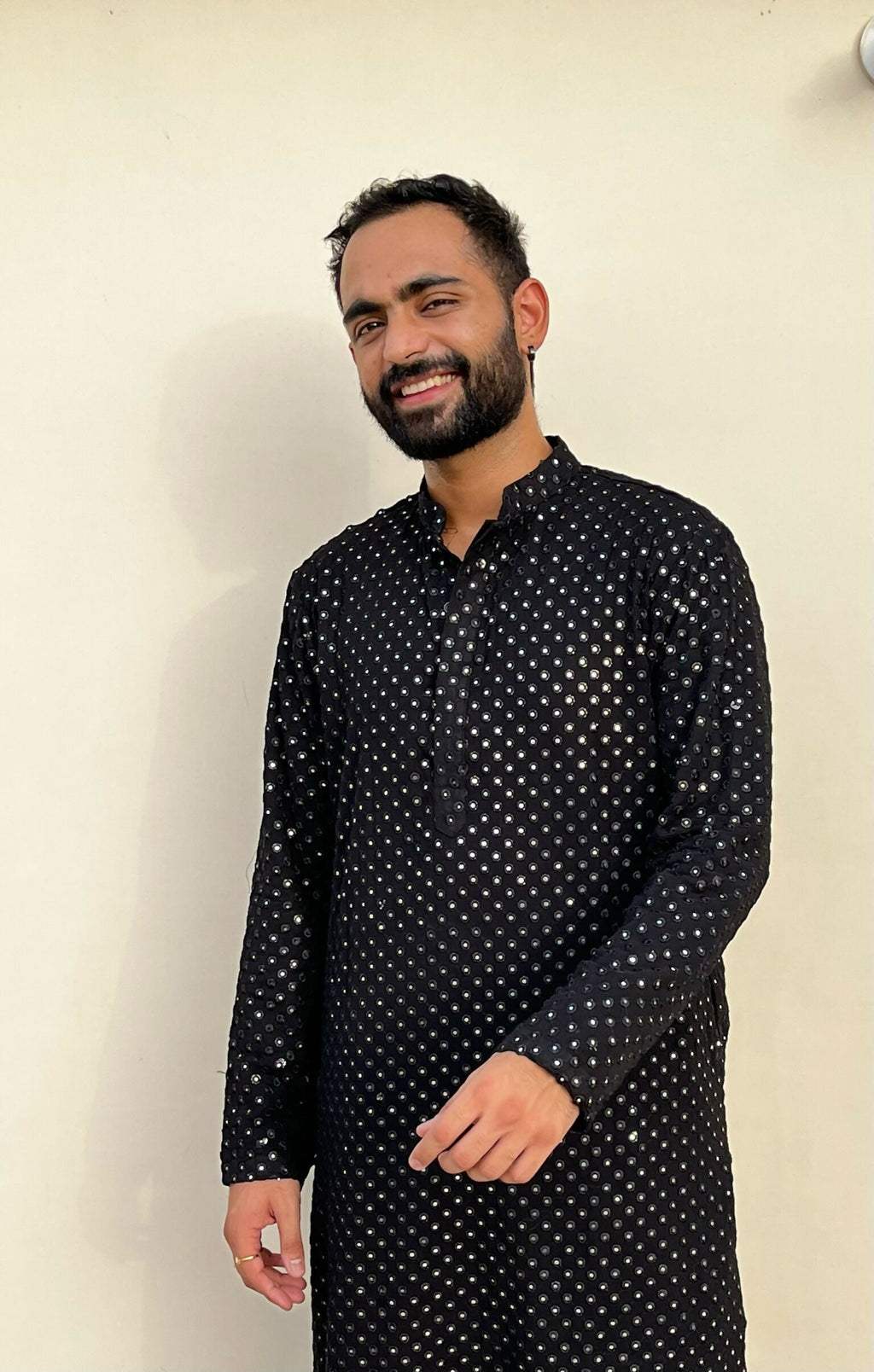 Black Mirror Work Kurta by Hilo Design | Grocsy