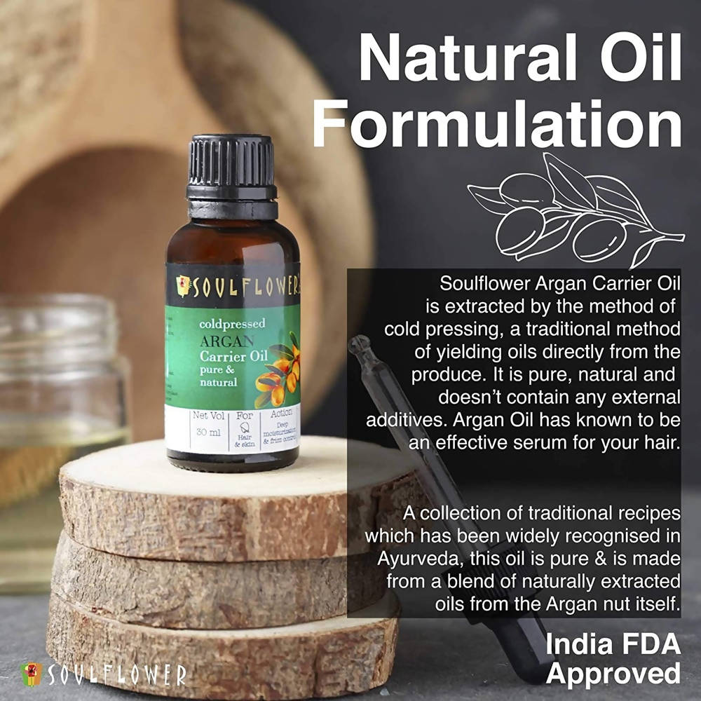 Soulflower Cold Pressed Argan Carrier Oil Pure & Natural | Grocsy