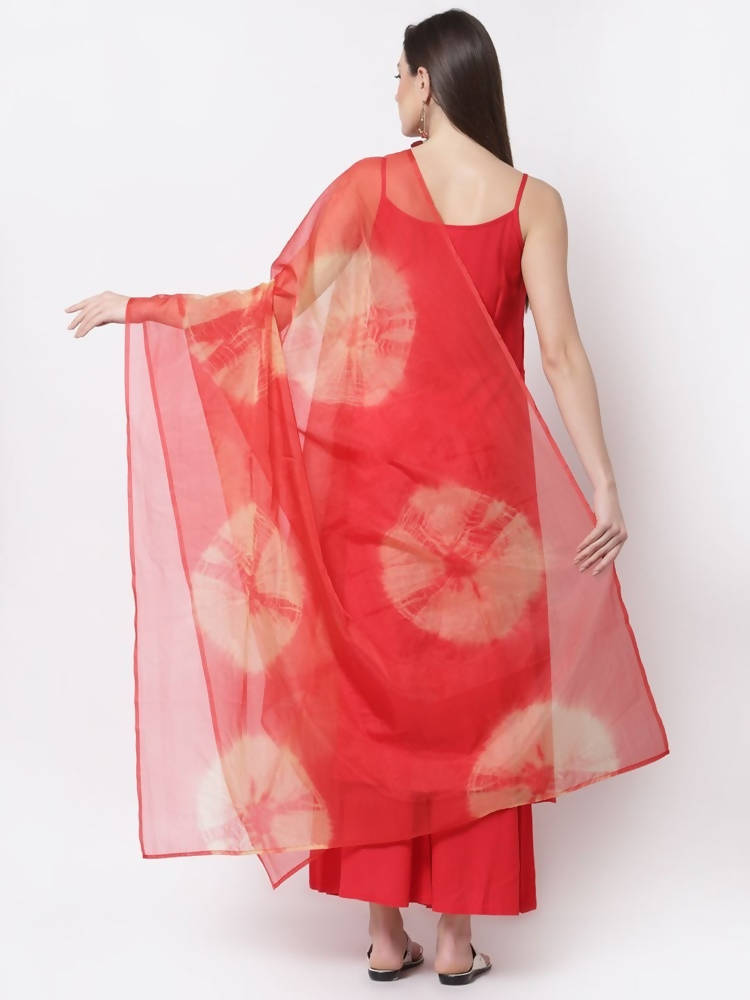 Myshka Red Color Rayon Solid Kurta With Palazzo Dupatta Set | Grocsy
