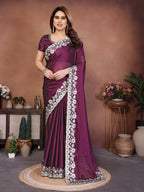 Teeya Creation New Trendy Stylish Party Wear Silk Saree-Wine | Grocsy