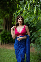 Amodini Designer Studio Women's Rani Pink Chinon Lehriya Sleeveless Blouse | Grocsy