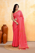 Piyari Fashion Women's Pink Embellished Cotton Blend Zari Check Handloom Saree | Grocsy