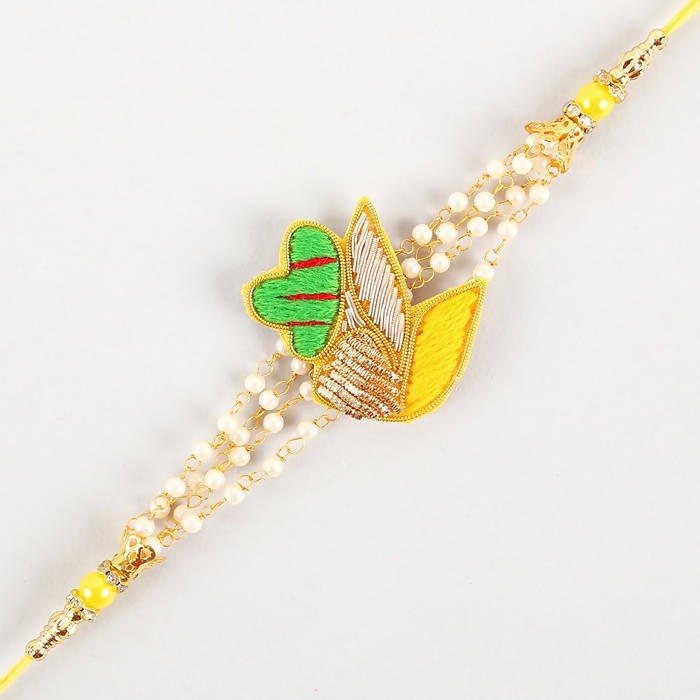 Meenakari Glimming Rakhi & Kaju Rolls Box | Grocsy