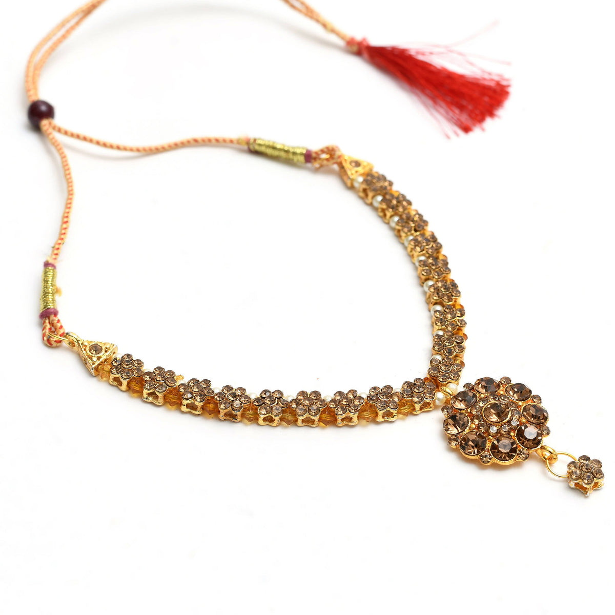 Mominos Fashion Johar Kamal Gold-Polished Brass Finish Stone Choker For Women (Golden) | Grocsy