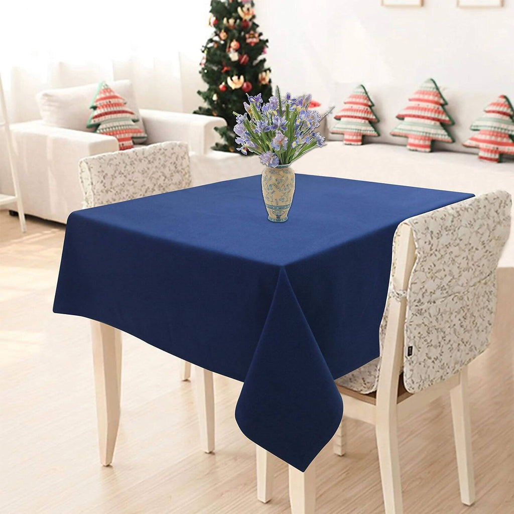 Airwill 100% Cotton Solid Pattern 2 Seater Square Table Cover - Blue | Grocsy
