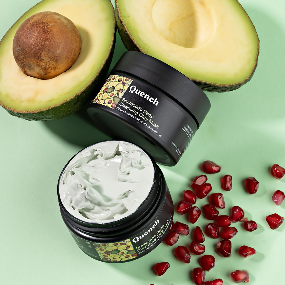 Quench Vitamin E Deep Cleansing Clay Mask with Avocado Removes Impurities & Refines Pores | Grocsy
