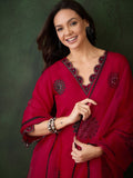 Sangria Zari Sequence Embroidered Kurta & Trouser With Dupatta | Grocsy