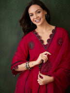 Sangria Zari Sequence Embroidered Kurta & Trouser With Dupatta | Grocsy