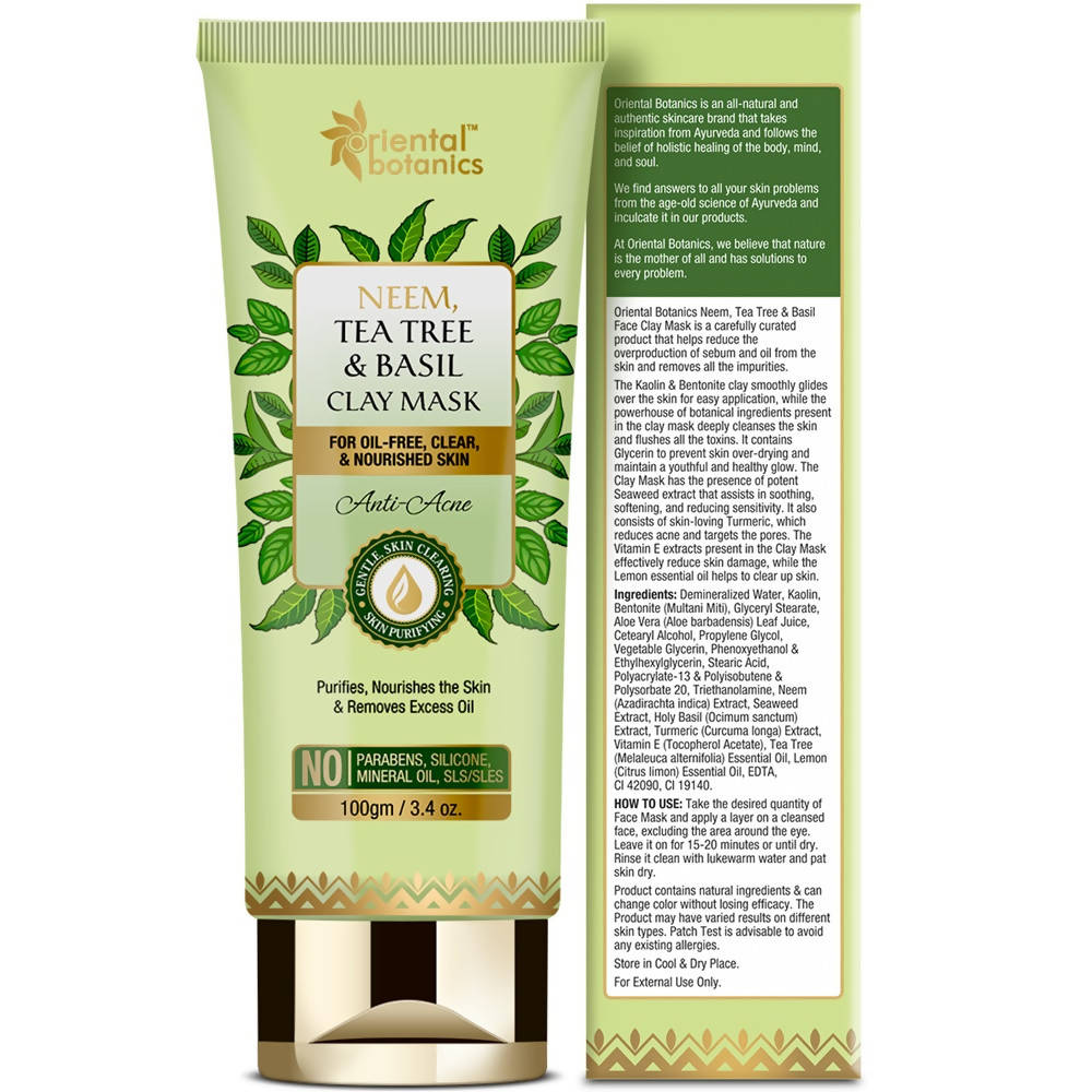 Oriental Botanics Neem, Tea Tree And Basil Anti Acne Clay Mask | Grocsy