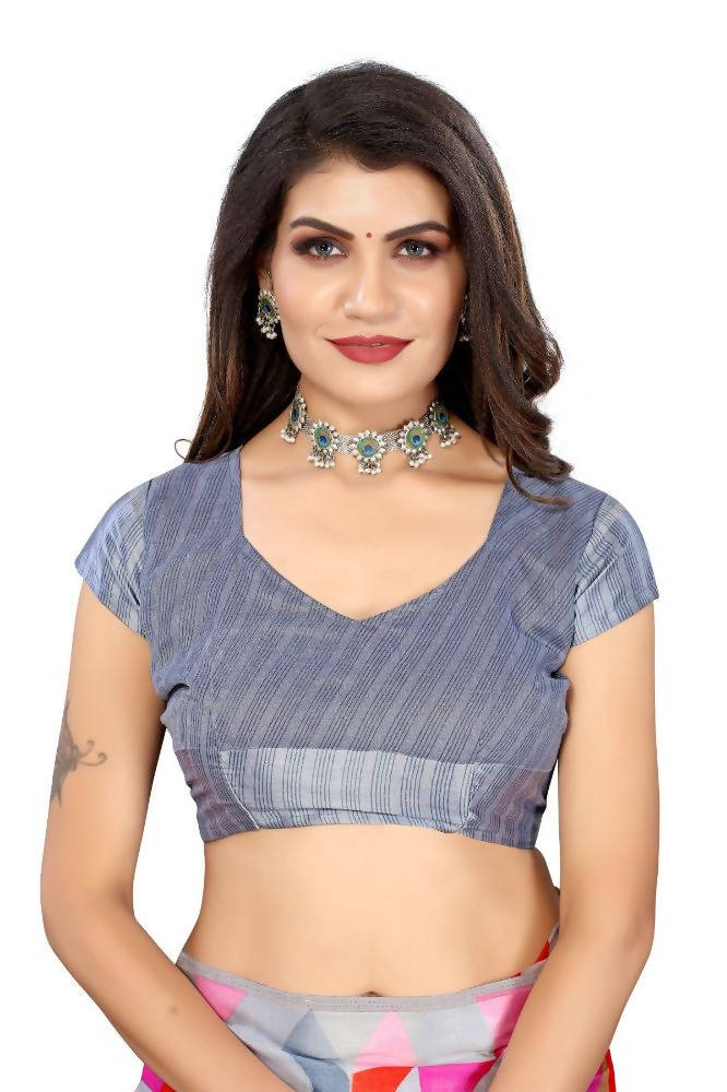 Vamika Grey Linen Satin Border Saree | Grocsy