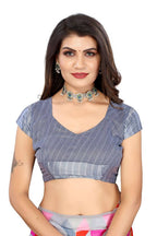 Vamika Grey Linen Satin Border Saree | Grocsy