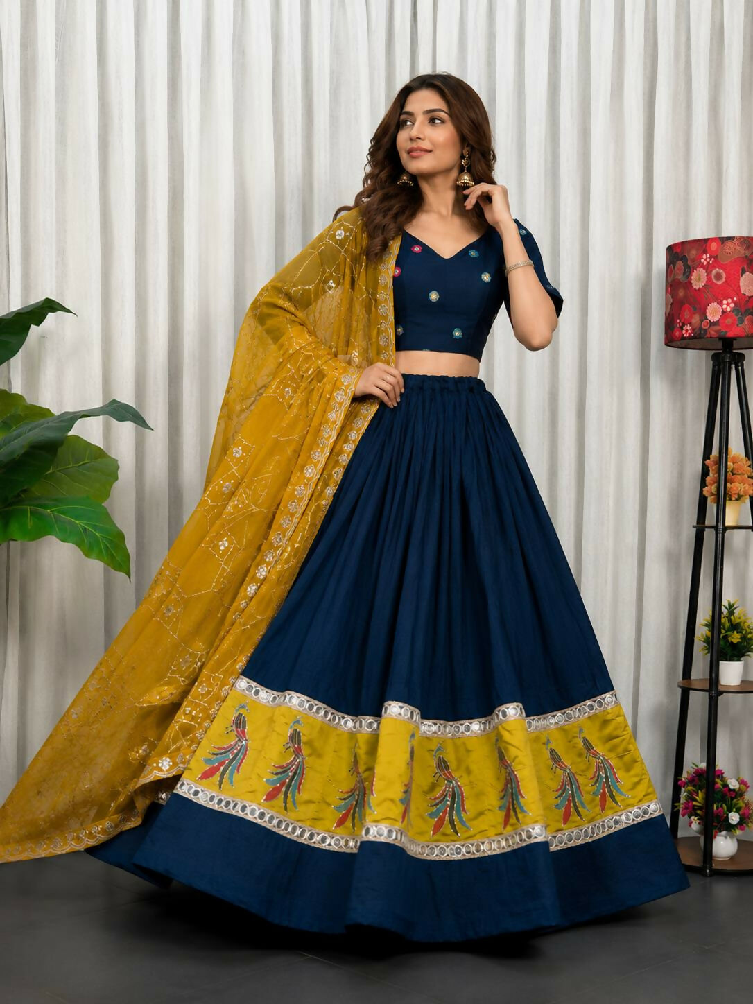 Lehenga Mart midnight Navy Designer Navratri Lehenga Choli for Women | Grocsy