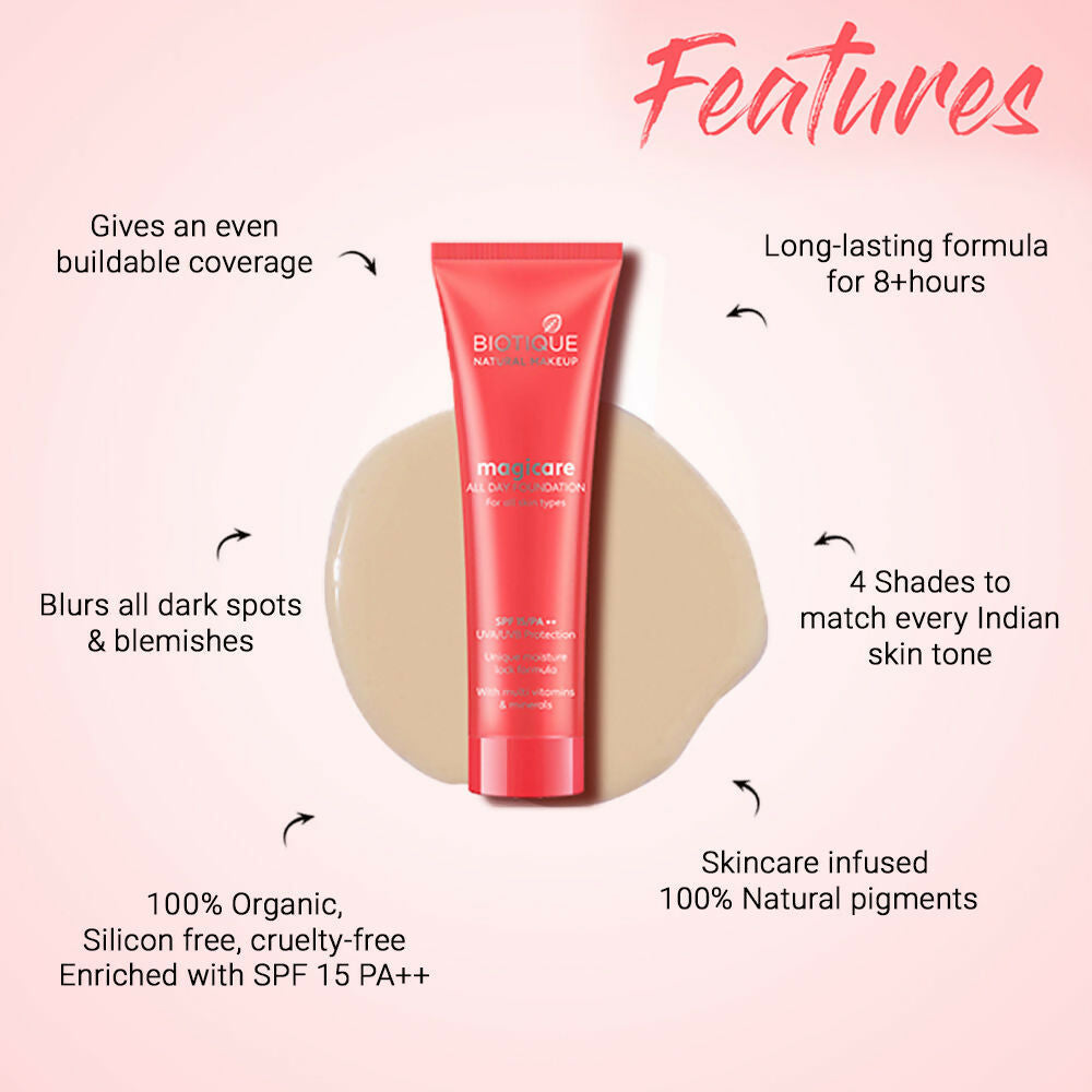 Biotique Magicare All Day Foundation SPF 15 - Sand | Grocsy