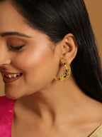 Nuyug 22K Gold Plated Green Lunar Earrings | Grocsy