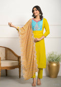 Festive Wear Ethnic Yellow Viscose Stitched Suit With Dupatta - Tanisha | Grocsy