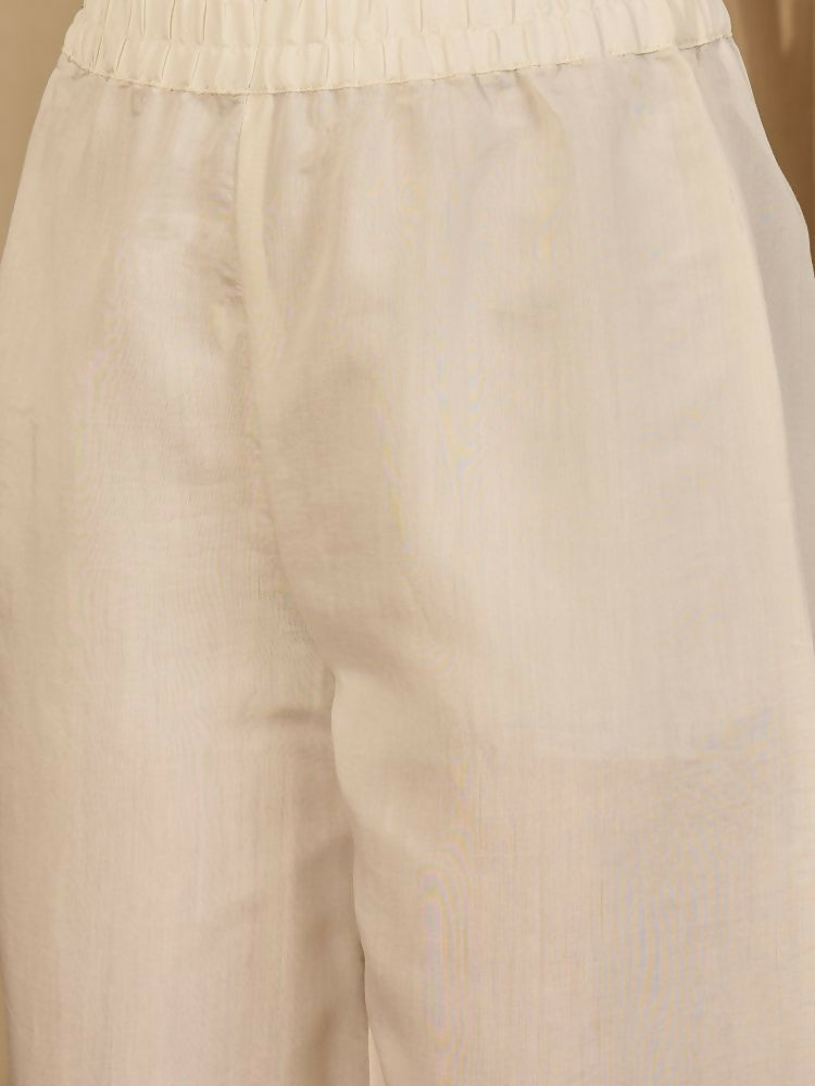 Joban Fashion Women Cream Roman Silk Embroidered Stitched Kurta Set | Grocsy