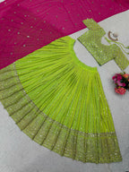 Jyoti Fashion Women's Green Faux Georgette Sequins with Thread Embroidered Designer Lehenga Choli Set | Grocsy