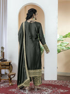 Teeya Creation Black Color Chinnon Silk Embroidery Work Fully Stitched Salwar Suit | Grocsy