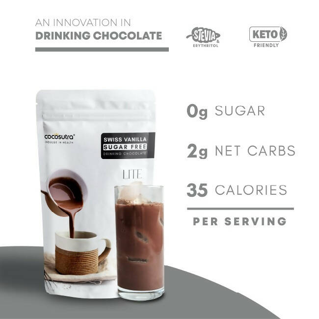 Cocosutra Lite - Sugar Free Drinking Chocolate Mix - Swiss Vanilla | Grocsy