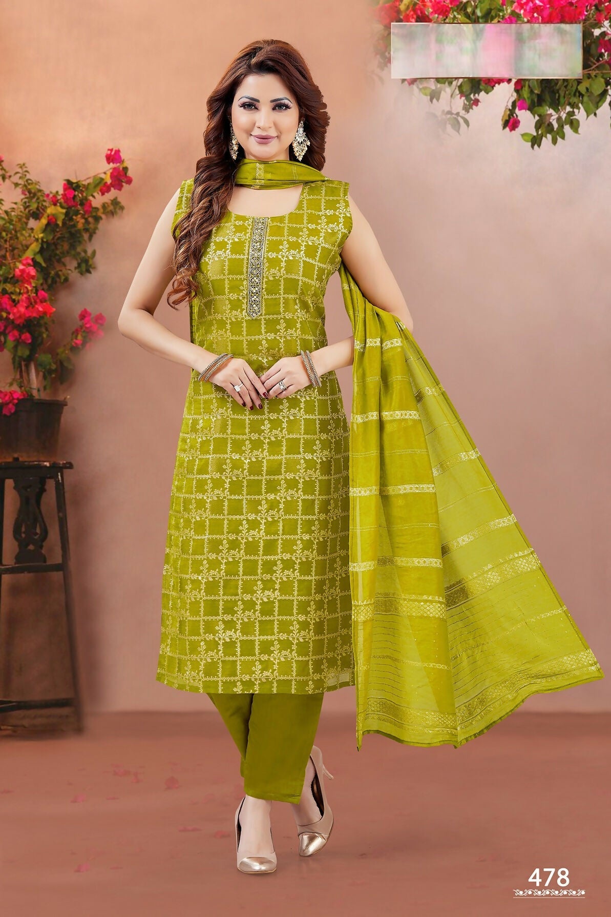 Joban Fashion Women Brocade Musturd Round Neck Emroidery Kurta Set | Grocsy