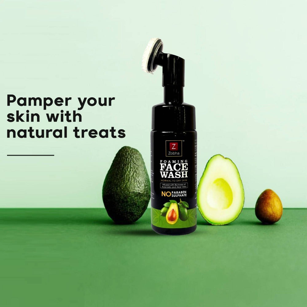 Zobha Foaming Face Wash - Avocado and Aloe Vera | Grocsy