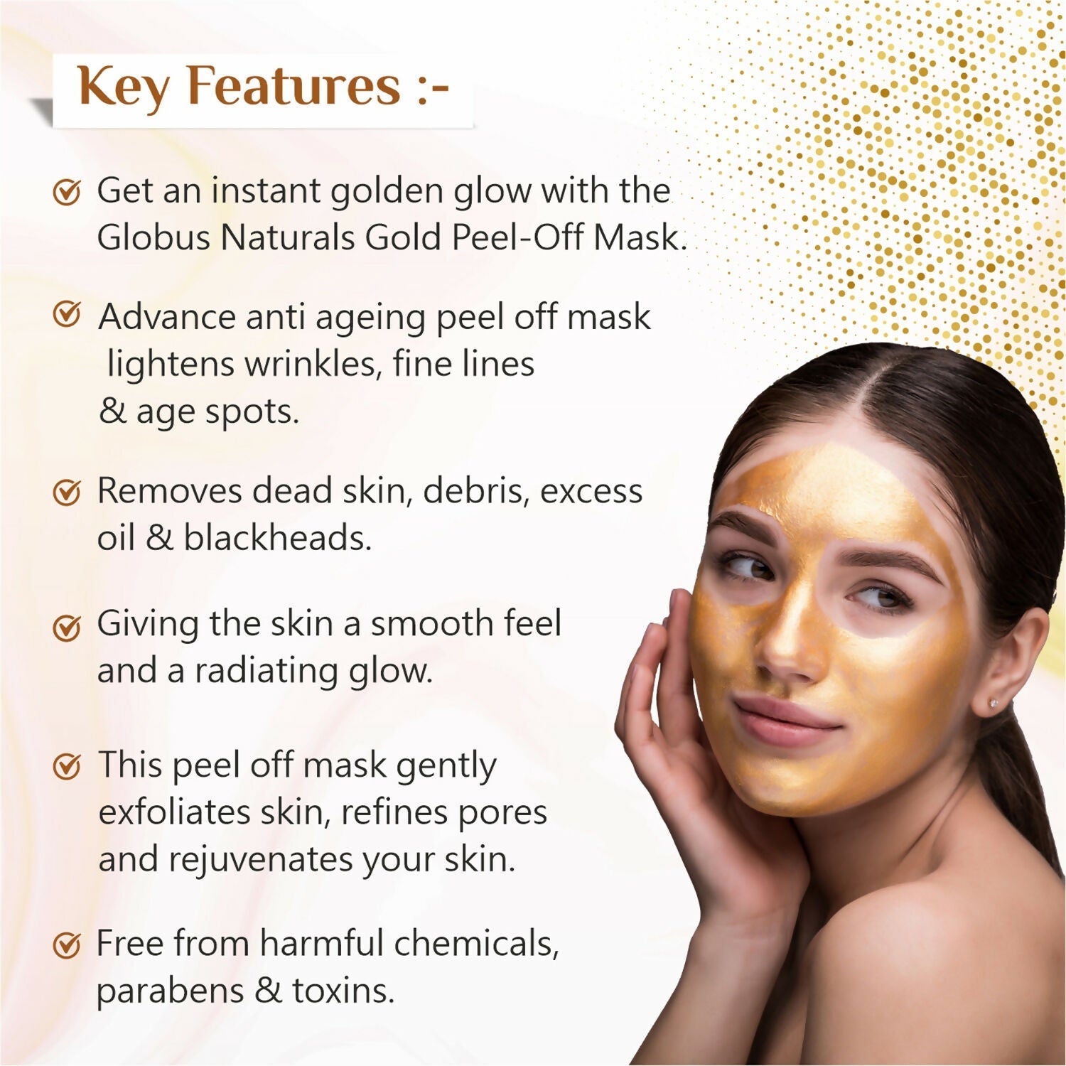 Globus Naturals Gold Peel Off Mask | Grocsy