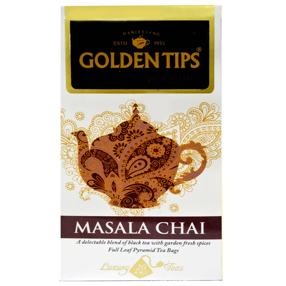 Golden Tips Masala Chai Full Leaf Pyramid Tea Bags | Grocsy