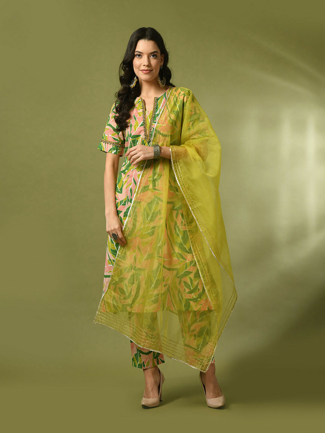 Myshka Women's Multi Printed Cotton Straight Party Kurta Set With Dupatta | Grocsy