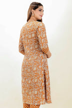 Aramya Orange Soft Cotton Floral Panelled Kurta for Women | Grocsy